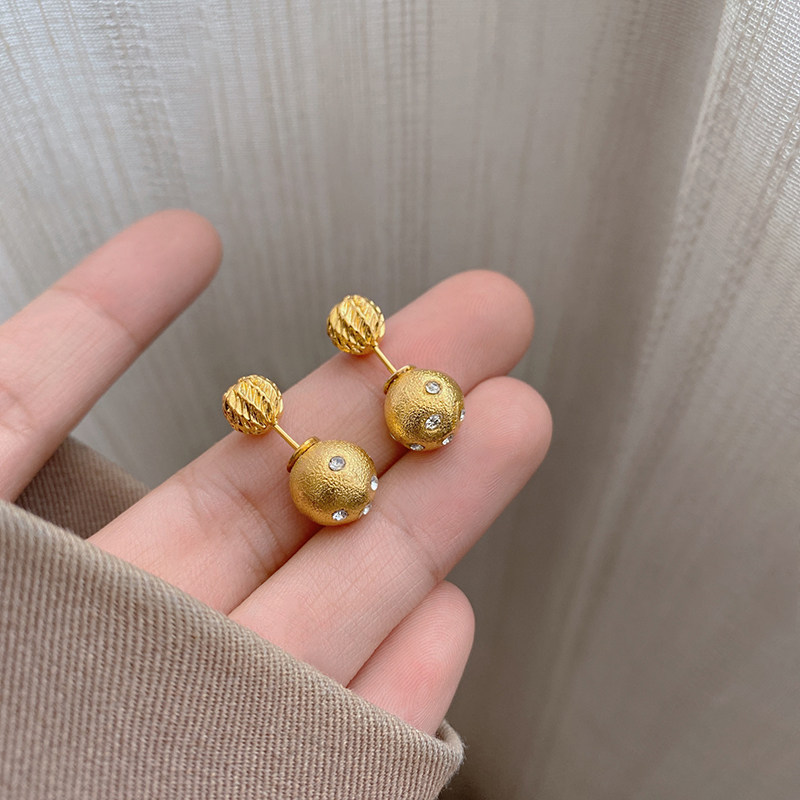 爆款双面大小球球耳钉女拉丝磨砂耳环冷淡一款两戴轻奢耳饰,饰品/流行首饰/时尚饰品新,耳钉,淘宝优惠券,粉丝福利购,淘宝优惠卷