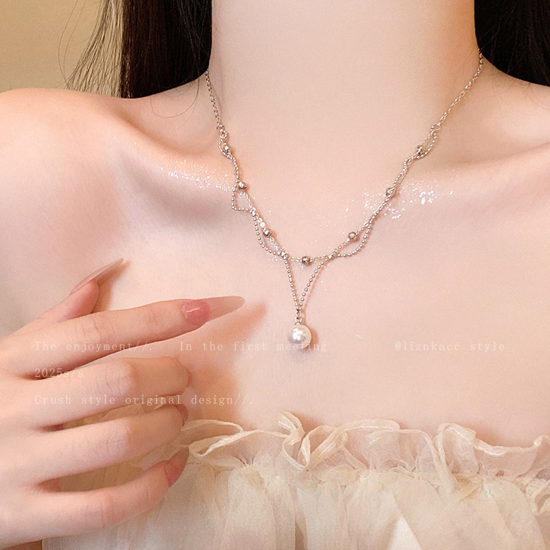 法式重工蕾丝珍珠项链女轻奢高级感毛衣链小众设计颈链配饰锁骨链