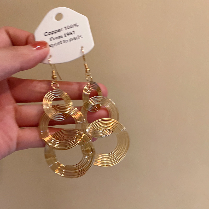 多层圆形镂空夸张耳坠欧美风轻奢高级感耳饰小众个性名媛气质耳环