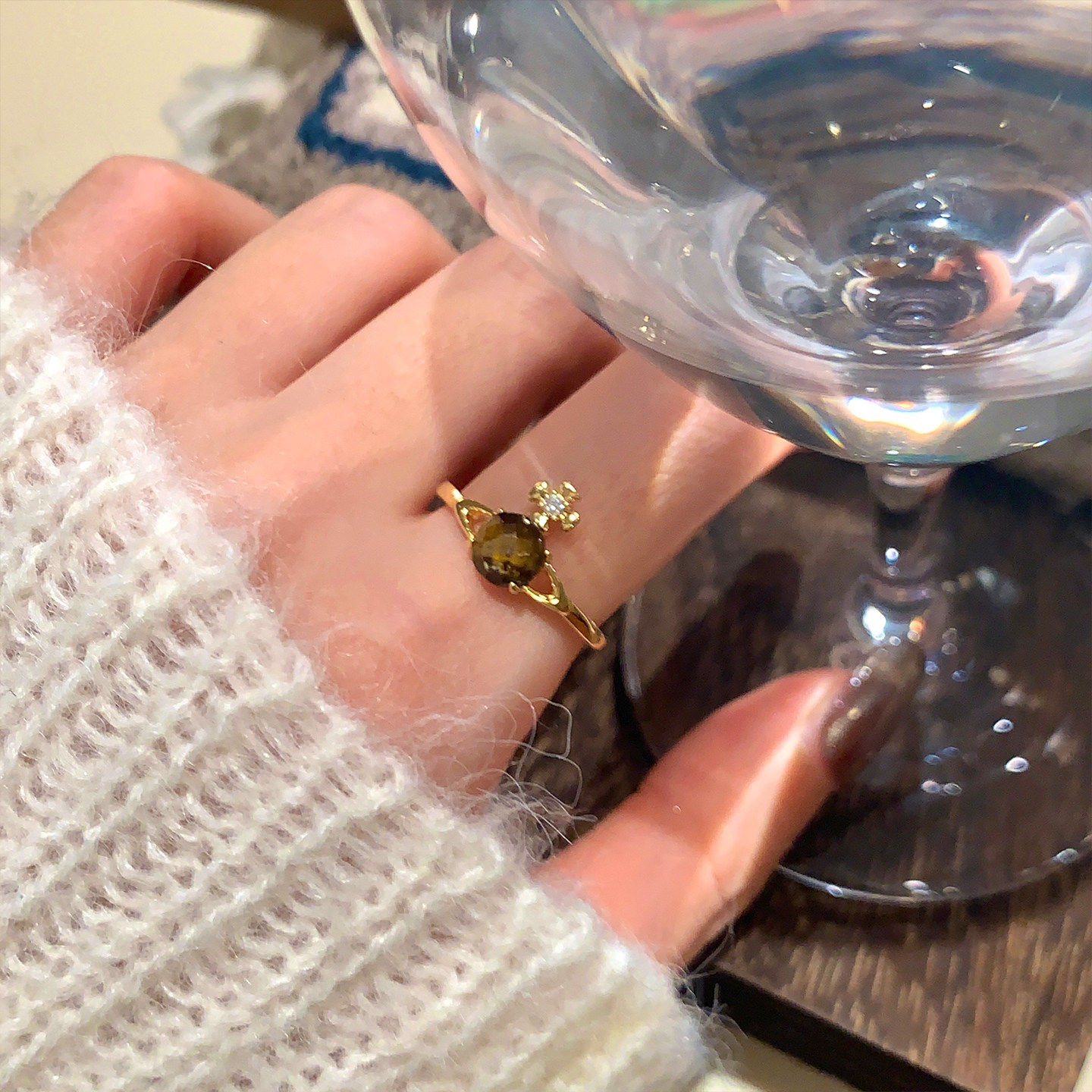 复古虎眼石星球戒指女爆款高级感食指戒小众设计开口戒指环配饰品