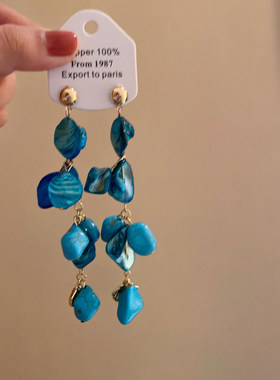 蓝色海星天然贝壳手链女海边耳环耳饰项链配饰海岛度假风穿搭饰品