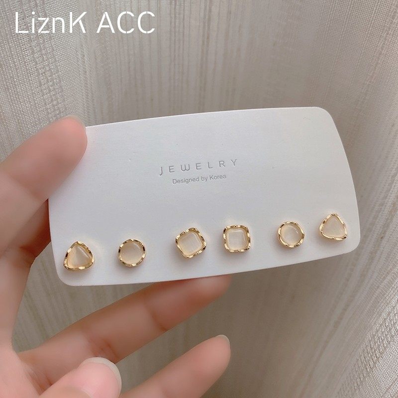 套装猫眼石新款潮独特银针