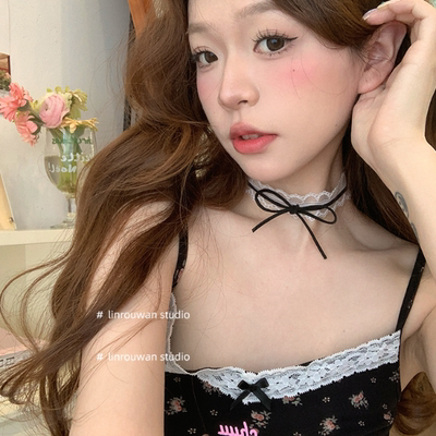 纯欲甜心 蝴蝶结蕾丝项圈女颈带choker脖子小众锁骨链2025年新款