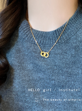 金色碎冰冰环环相扣项链女款2026新款夏精致锁骨链高级感轻奢小众