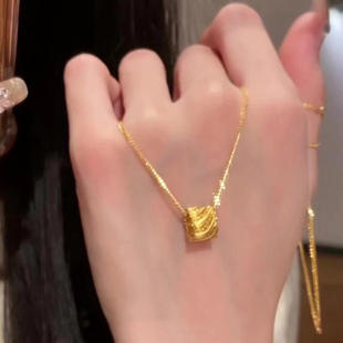 金色小蛮腰项链女2026新款爆款锁骨链颈链毛衣链纯银细闪转运珠