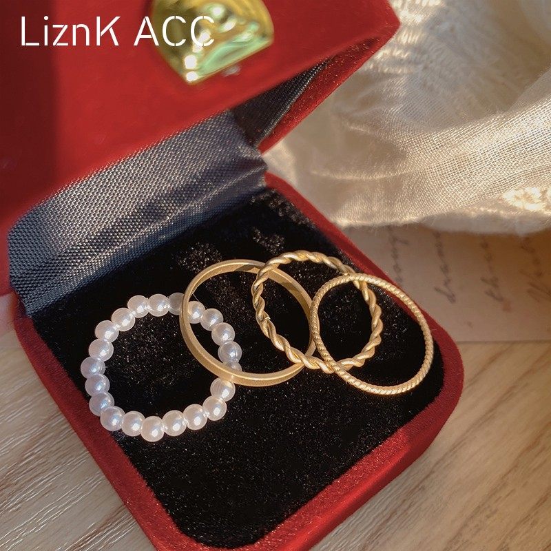 珍珠四件套戒指女时尚个性高级感食指2021年新款潮小众设计不掉色