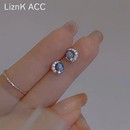 蓝色月亮星球耳钉2024新款 轻奢小巧小众气质耳环女耳高级感饰 爆款