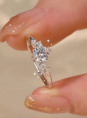 爆闪莫桑排钻戒指女2026新款爆款轻奢高级感求婚高端锆石食指戒环