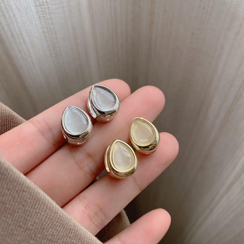 极简设计感ins风银色双面水滴耳扣2024新款爆款小众轻奢耳环耳饰