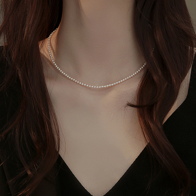 爆款2mm极细珍珠项链女夏设计感2024新款潮小米粒珍珠锁骨链爆款