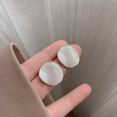 几何椭圆滴釉耳钉女设计感小众独特气质耳环高级感轻奢时尚 耳饰