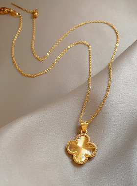 金色花朵项链女2026新款高级感轻奢气质时尚小众锁骨链简约气质款