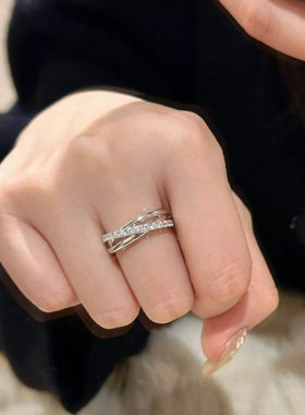 自带高级感的_简约三环戒指冷淡风闪钻开口戒女个性轻奢小众设计