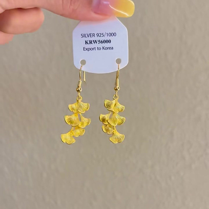 银芭桑「扶摇」金叶知秋银杏叶耳钩新中式复古民族风贵气流苏耳环