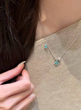 【氛围感拿捏】锆石绿色四叶花项链项链小众轻奢精致感锁骨链