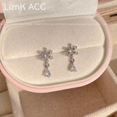 百搭耳饰 高级感小众耳钉女轻奢气质时尚 闪钻雪花耳环2024新款 爆款