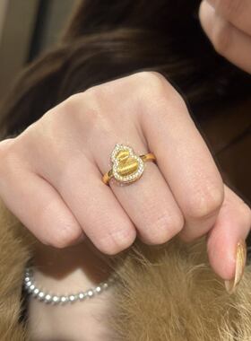 新款古法轻奢精致高级金色指环