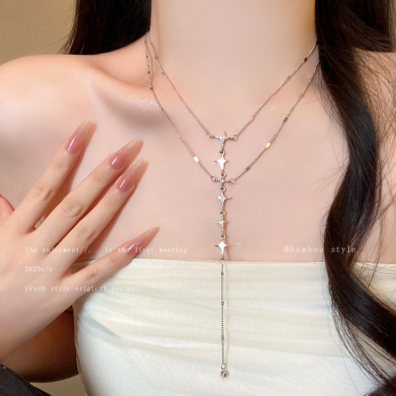 月映星河~胸链双层叠戴项链女身体链2025新款高级感锁骨链颈链夏