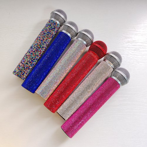 带钻话筒红白金色闪亮麦克风道具