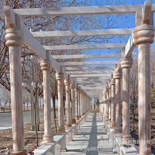 大理石新款花架庭院农村社区石雕花架别墅小区凉亭石雕长廊