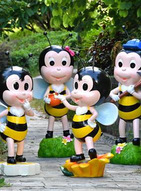 户外幼儿园卡通蜜蜂玻璃钢雕塑仿真动物摆件园林景观庭院花园装饰