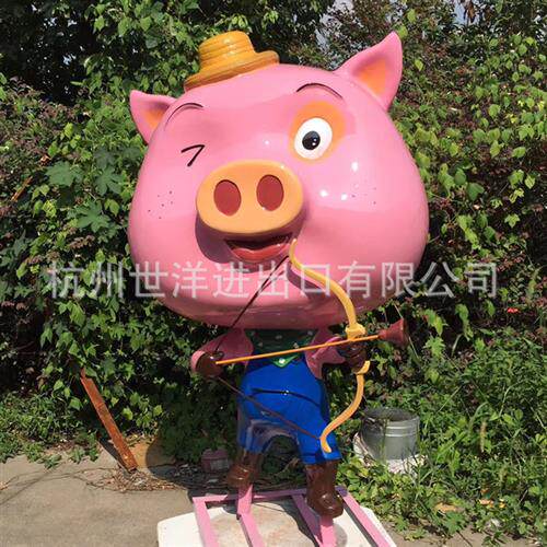 玻璃钢景观小品厂家直销玻璃钢雕塑卡通雕塑玻璃钢粉红猪雕塑