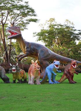 户外仿真恐龙雕塑大型动物园林景观卡通装饰商场游乐场玻璃钢摆件