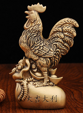 黄铜生肖鸡家居桌面铜摆件