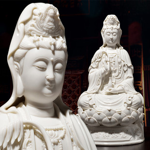 陶瓷坐莲观音家用供奉观音佛像坐像摆件德化白瓷南海观世音菩萨像