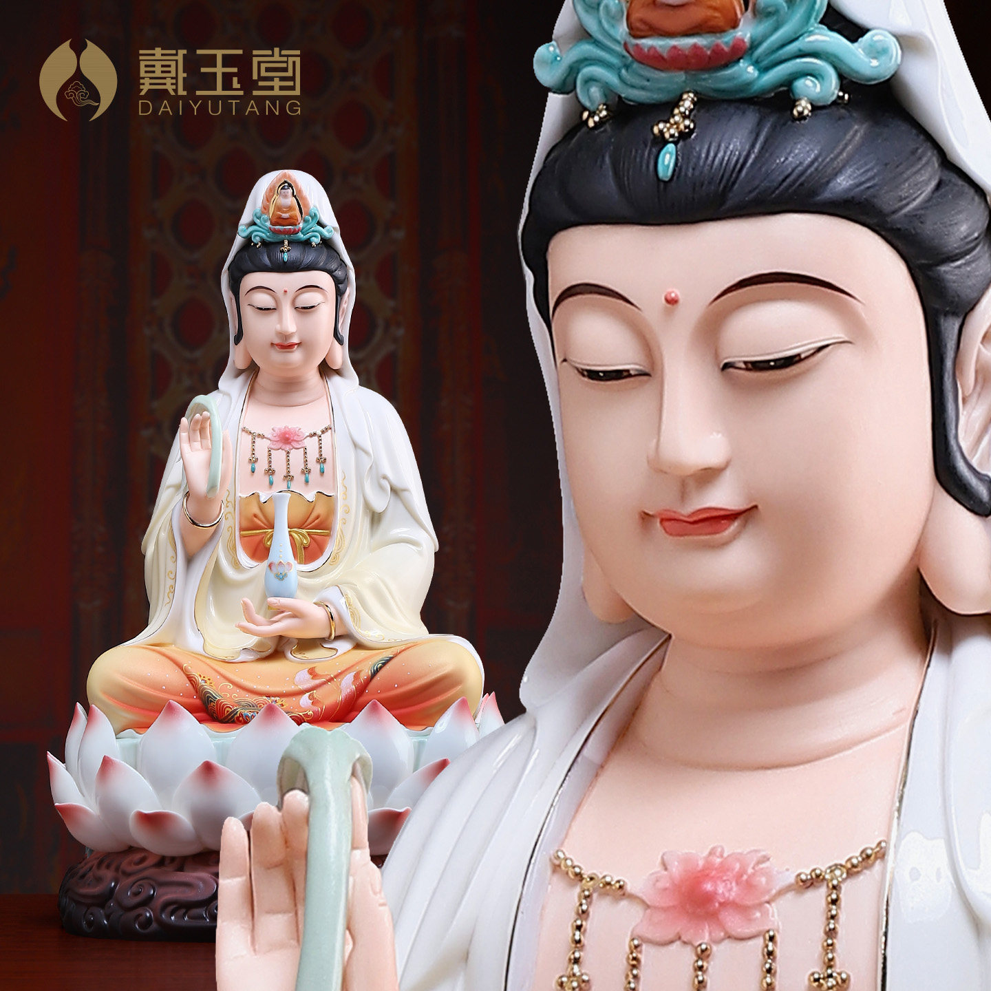 陶瓷观世音菩萨佛像摆件供奉
