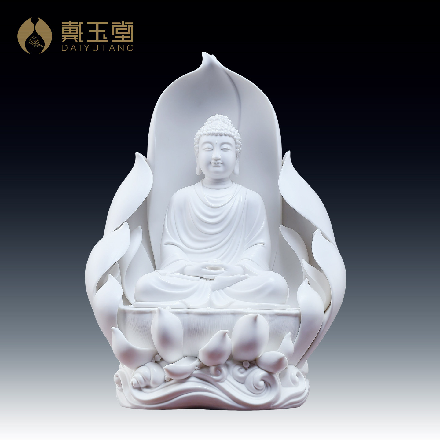 戴玉堂陶瓷花开见佛莲心如来阿弥陀佛释迦牟尼药师佛佛像摆件供奉
