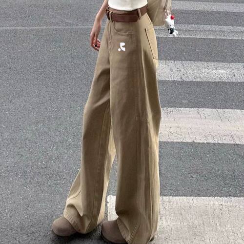 sta高腰tio牛仔显瘦Re复古新款宽松dr韩国n秋季ecr直筒女ea阔腿裤