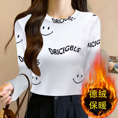 小众设计感中式圆领上衣女长袖打底衫秋冬新款30-40岁微胖打底衫