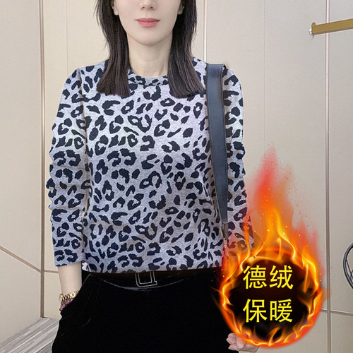 小众设计感中式圆领上衣女长袖打底衫秋冬新款30-40岁微胖打底衫