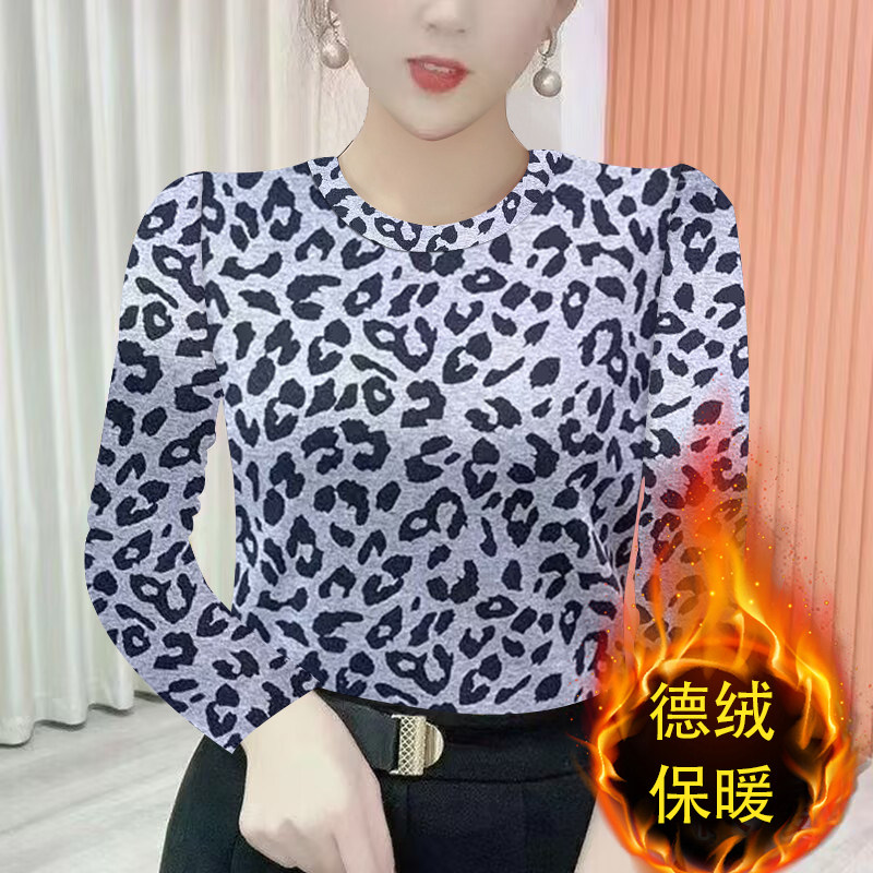 保暖双面德绒女士冬季保暖洋气减龄印花妈妈装长袖宽松大码女装潮