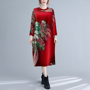 中老年女春装连衣裙洋气中年妇女妈妈春秋气质裙子阔太太新款