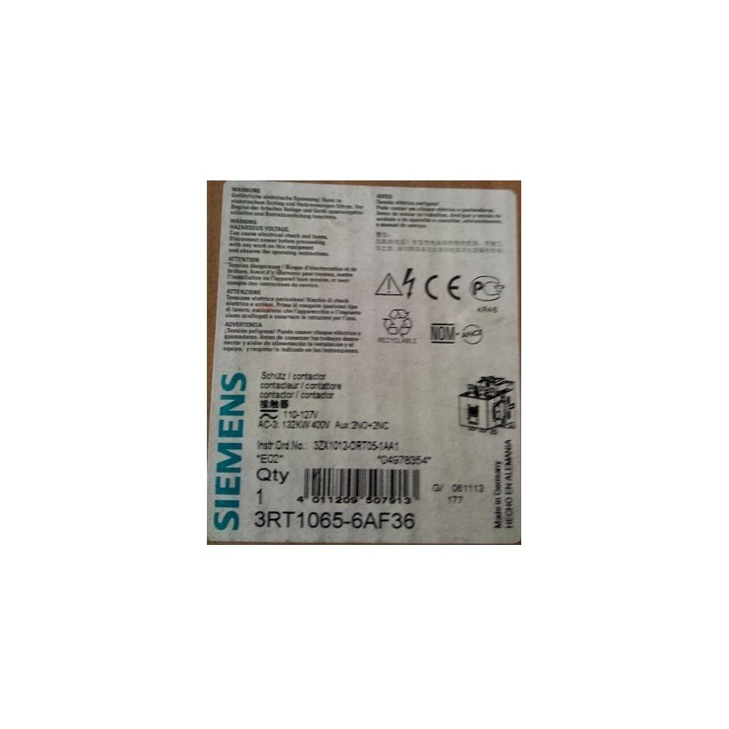 接触器3RT1065-6AF36/6AP36  110-127VAC/DC 3RT1065-6...6