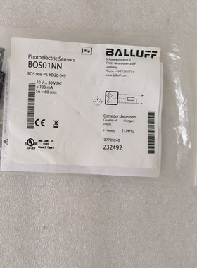全新原装BALLUFF BOS01NN BOS 08E-PS-KD20-S49 现货*