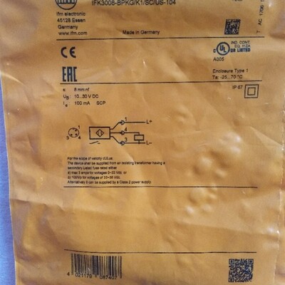 全新原装IFM IFW201 IFK3008-BPKG/K1/SC/US-104 现货