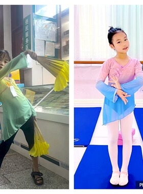 儿童舞蹈练功服春夏季女童中国舞古典舞演出服纱衣训练服长袖透气