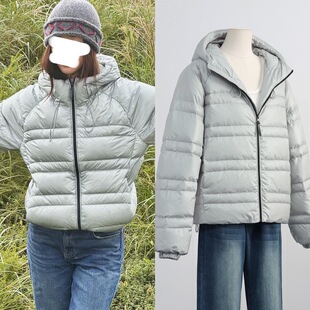 [现货]郑秀晶林娜琏同款防风连帽金属灰高级感白鸭绒羽绒服女