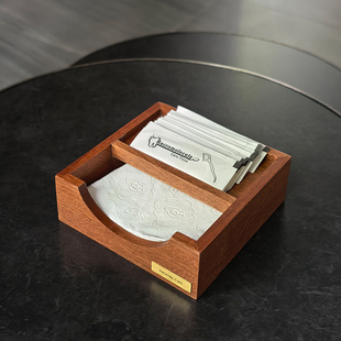 餐巾纸架托餐桌牙线纸巾双层收纳座支架木质高级感酒店餐纸盘架子