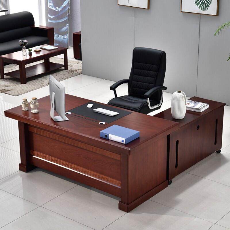 老板桌油漆贴木皮经理桌大班台办公室机关单位校长办公桌带侧柜