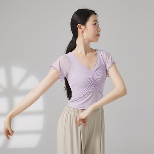 小飞袖 上衣 纱衣女现代舞蹈服练功服中国舞古典舞身韵形体瑜伽短袖