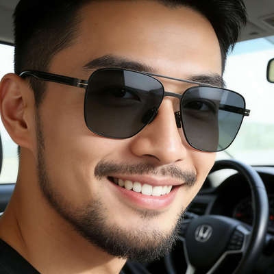 2026新款欧美时尚方框偏光太阳镜男不锈钢镜腿户外驾驶墨镜男跨境