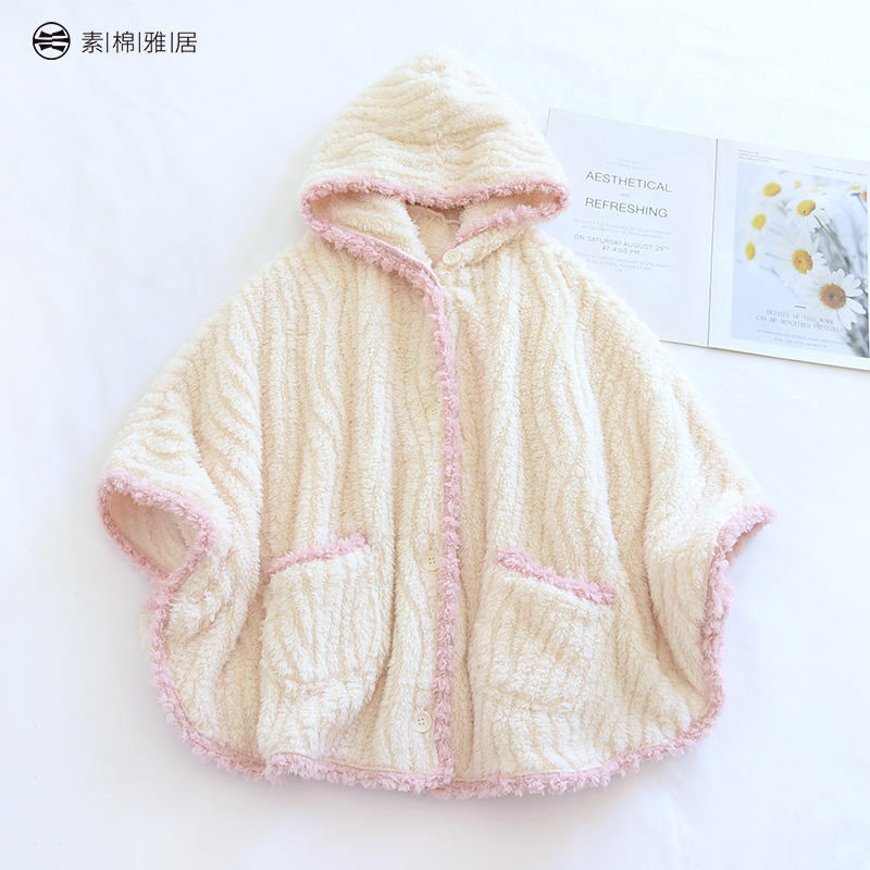 秋冬甜美女连帽披肩上衣保暖护肩