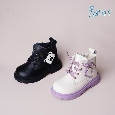 巴托童鞋 25冬季新品防水保暖儿童短靴韩版薄绒潮鞋棉鞋靴子6918