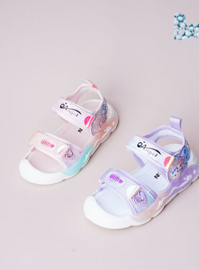 巴托童鞋 夏新品凉鞋 亮灯卡通宝宝女童超轻防水皮凉鞋JR24605