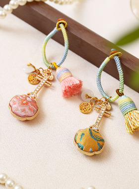 非遗宋锦纯手工定制成品名家宋锦琵琶挂件/包挂/车挂双面琵琶