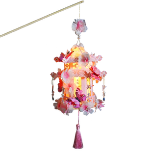 2026新款元宵节灯笼儿童手提宫廷花灯diy手工材料包兔子灯莲花灯